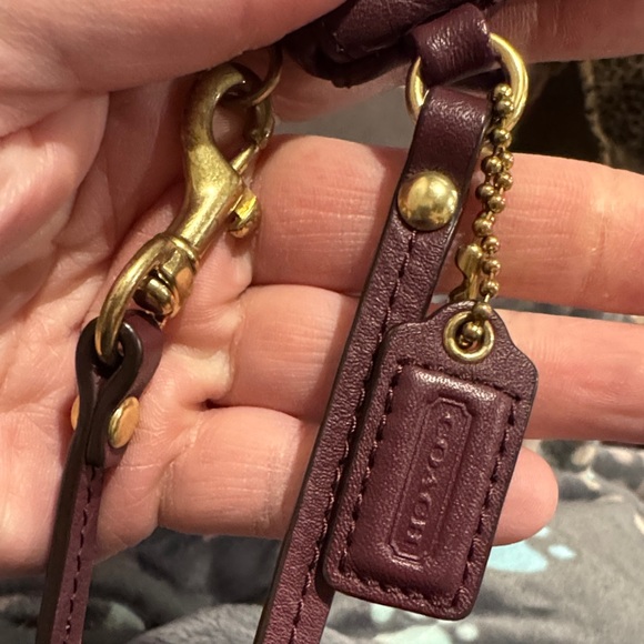 Coach Burgundy Leather Wristlet with Gold Accents - Picture 3 of 9